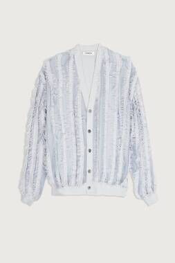 NEW ZANKOV women's wes merino wool fringe cardigan in oyster